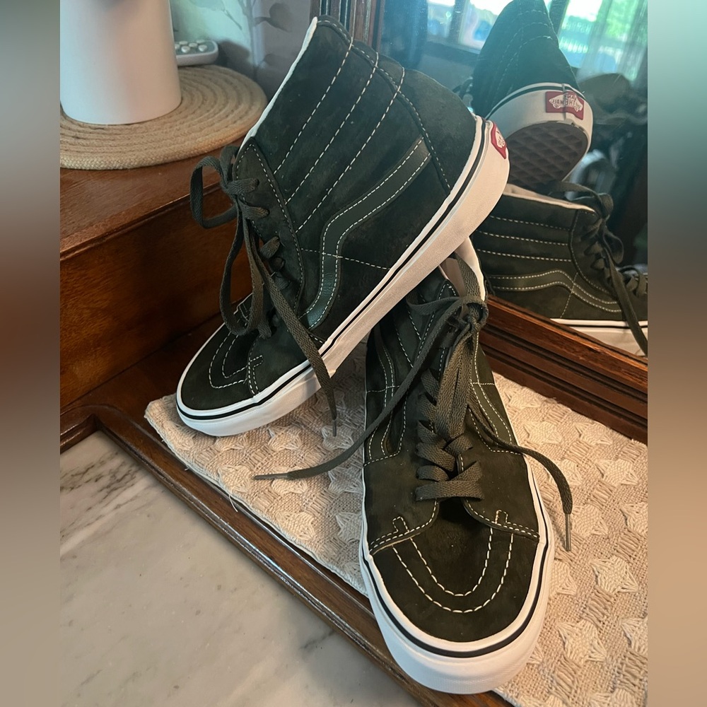 VANS Off the Wall Classic Sk8 High Top Suede Sneakers Dark Green White Men's 7
